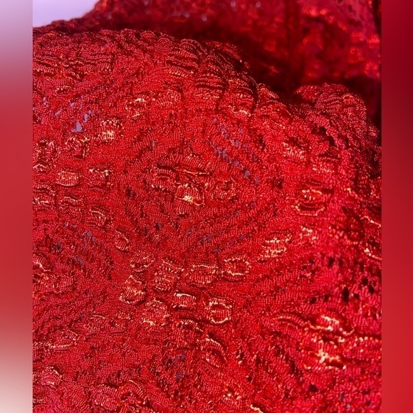 AVENUE RED STRETCHY LACE TOP 3/4 SLEEVE 18/20 - Picture 6 of 12